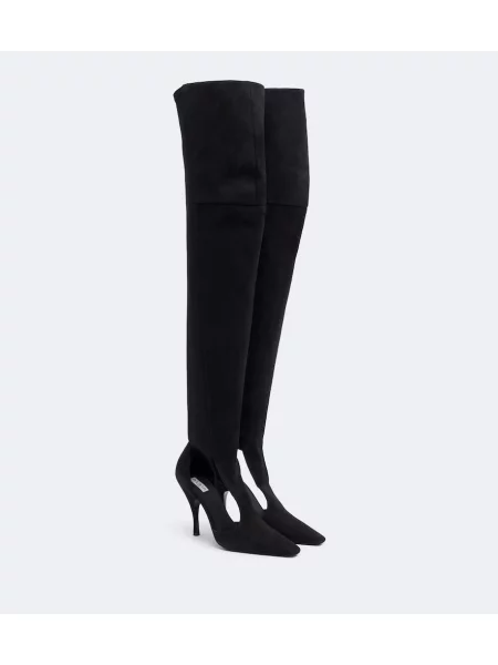 Cizme Alaïa din piele de căprioară negru