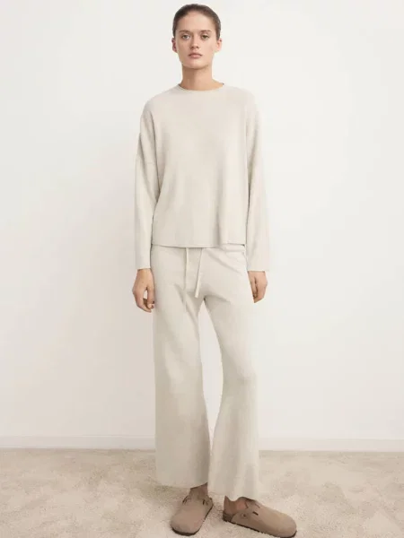 Bluza z lejącej tkaniny z bawełny i lnu Kobieta S MANGO beżowy
