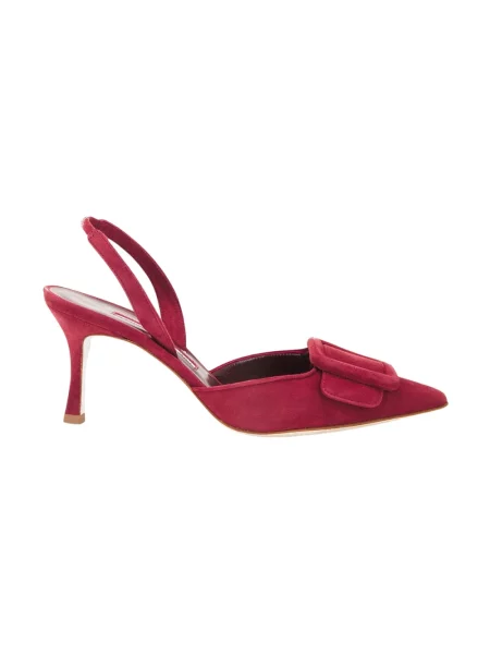 Czółenka Manolo Blahnik zamszowa różowa