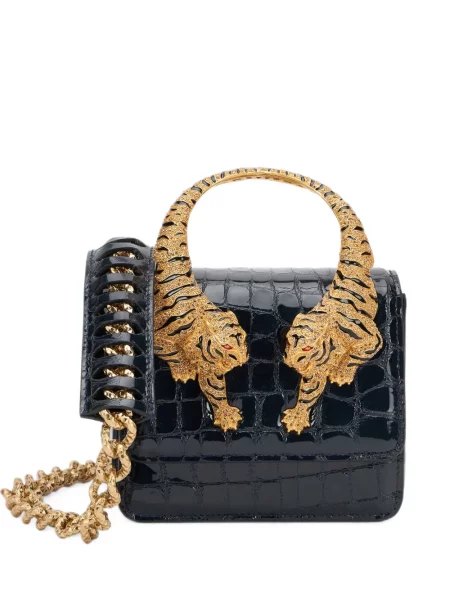 Geantă shopper Roberto Cavalli cu dungi de tigru negru