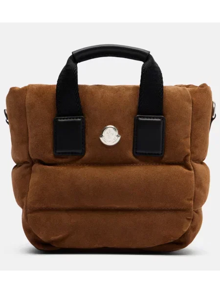 Geantă Moncler din piele de căprioară maro