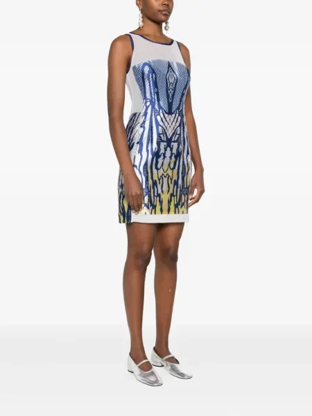 Rochie mini Gemy Maalouf plasă de costum albastru