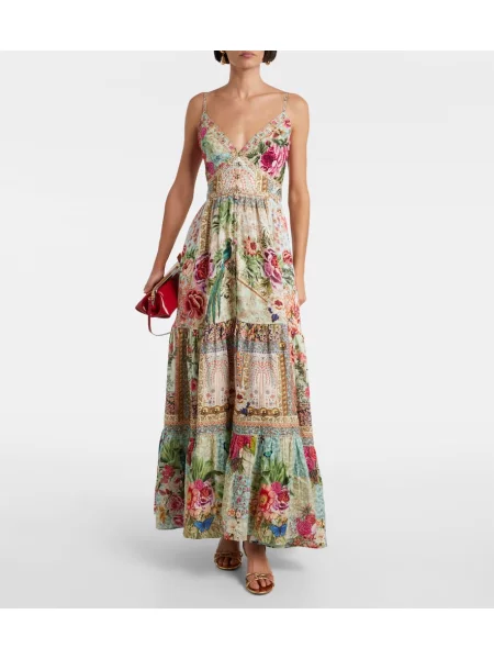 Rochie maxi Camilla de in cu model floral de costum
