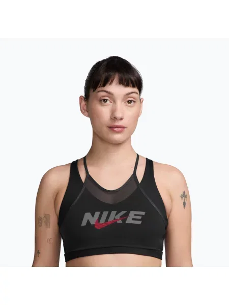 Спортен сутиен Nike One black/smoke grey/university red черно