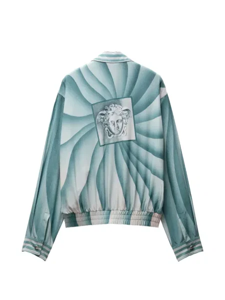Geacă Versace de mătase albastru