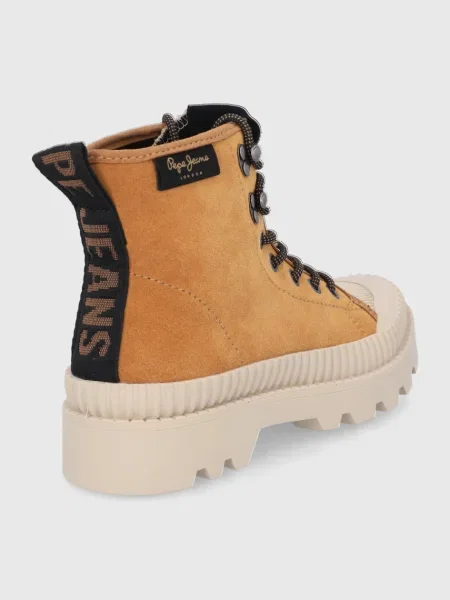 Velúr félcipő Pepe Jeans barna