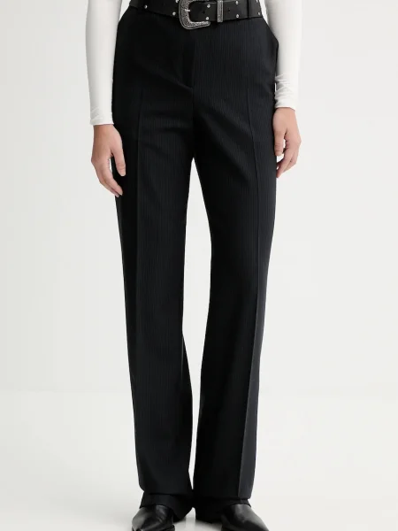 IRO pantaloni cu lână lat medium waist GAYLOR negru