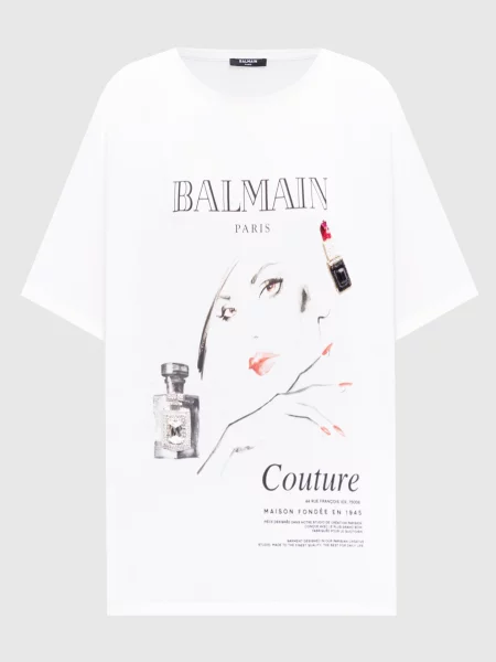 Футболка Beauty з кристалами Balmain біла