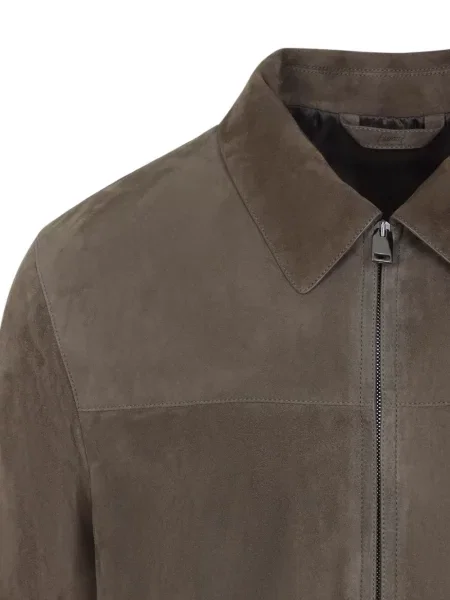Geacă Brioni din piele de căprioară maro