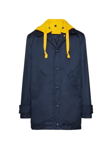 Palton Thom Browne cu glugă albastru