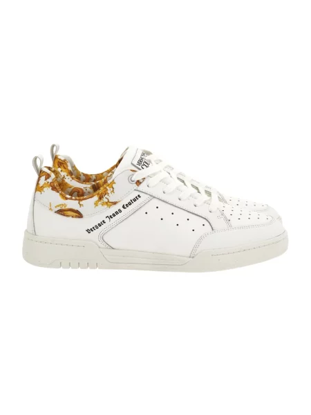 Sneakersy Versace Jeans Couture skórzane z nadrukiem białe