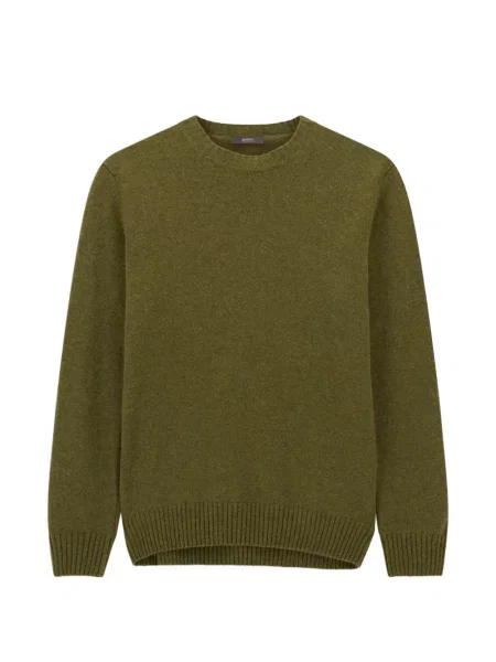 Pulover Boggi Milano de lână cu decolteu rotund verde