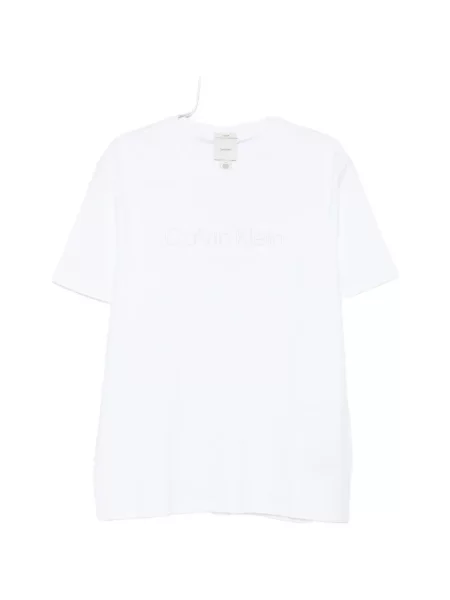 Tricou Calvin Klein cu broderie alb