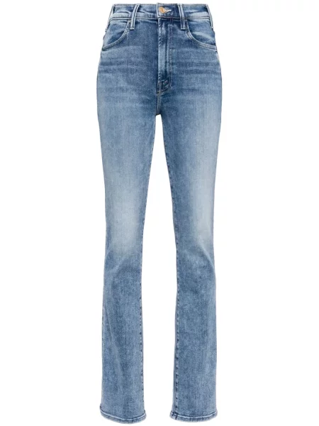 Zwężane dżinsy Mother z wysoką talią niebieski