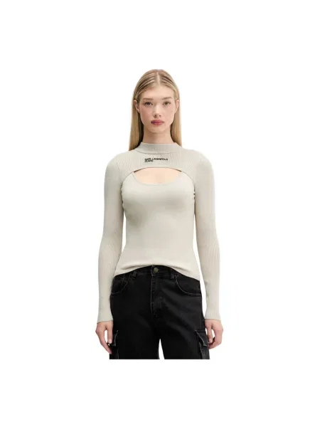 Sweter Karl Lagerfeld w paski szary