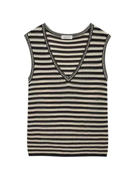 Vestă Anine Bing cu dungi cu decolteu în V negru