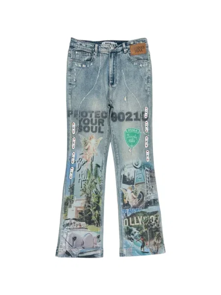 Дънки Duaa с принт синьо