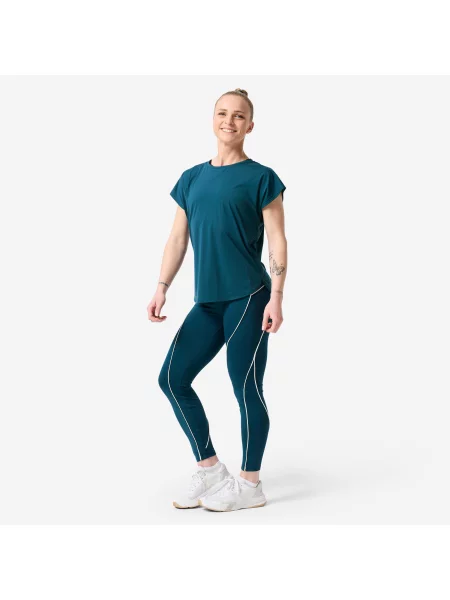 Koszulka fitness Domyos krótki rękaw niebieska