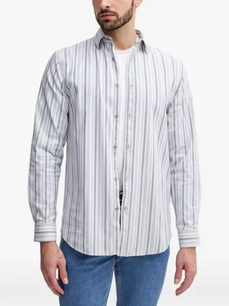 Ριγέ μακρύς πουκάμισο Guess λευκό