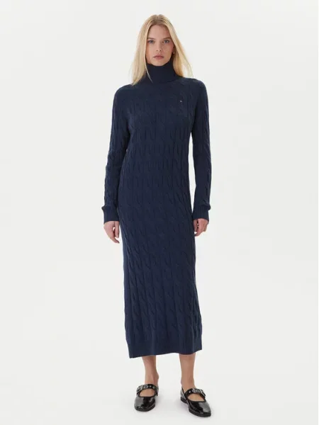 Tommy Hilfiger Pletena obleka Mornarsko modra