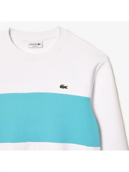Lacoste Bluza Classic Fit Z Nadrukiem 3D W Blokach Kolorów biała