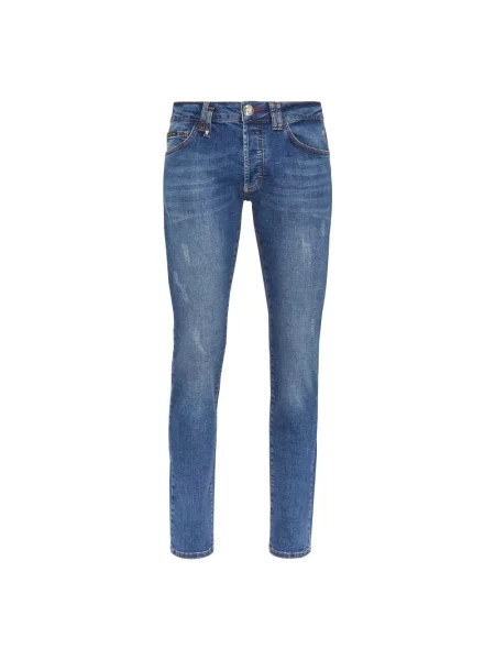 Jeansy straight leg Philipp Plein niebieskie