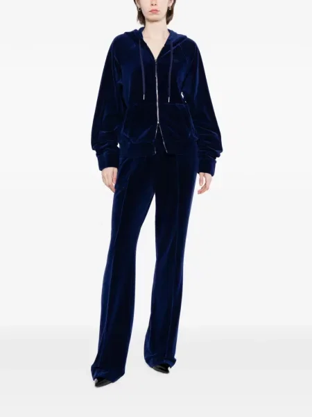 Pantaloni de jogging Tom Ford cu broderie din velur albastru