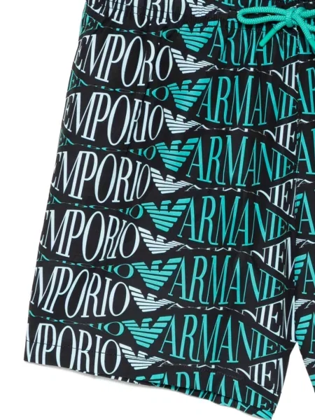Долнища на бански Emporio Armani с принт с връзки черно