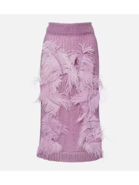 Fustă midi The Attico tricotate până la genunchi violet