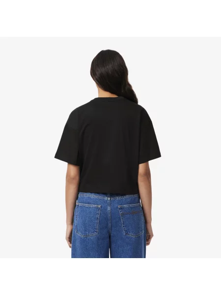 Lacoste T-Shirt Z Okrągłym Dekoltem Relaxed Fit czarny