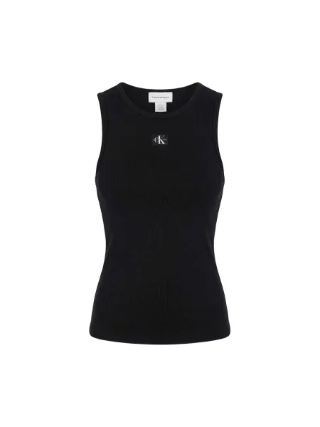 Calvin Klein Jeans top za žene od pamuka s elastanom crna