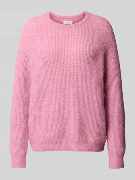 Sweter z dzianiny z prążkowanymi wykończeniami Fynch-hatton różowy