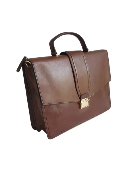 Torba crossbody The Bridge skórzana z paskiem brązowa