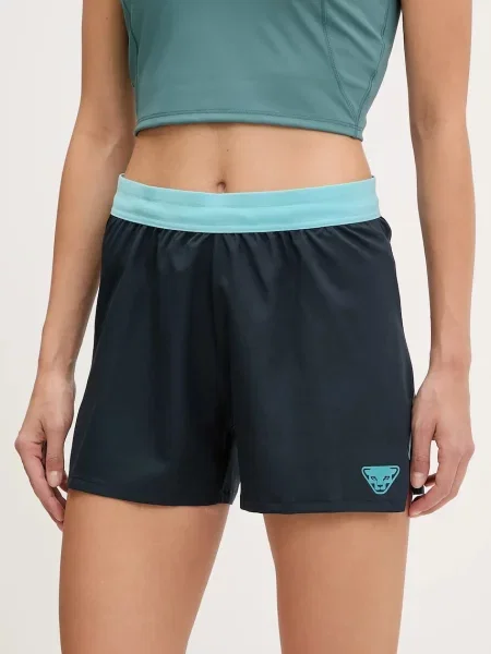 Dynafit pantaloni scurți outdoor Alpine bleumarin cu imprimeu high waist