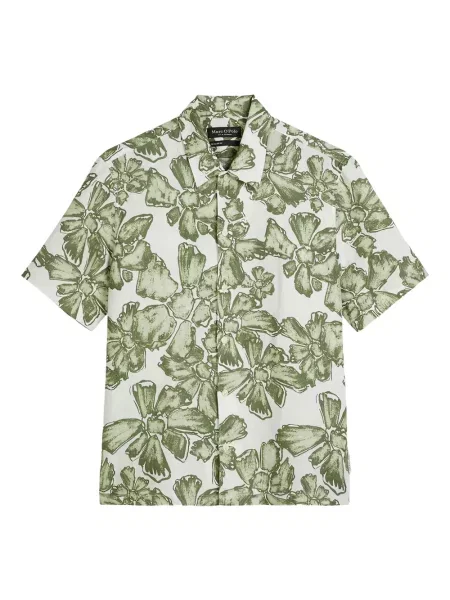 Cămașă Marc O'polo cu model floral cu imagine scurtă verde