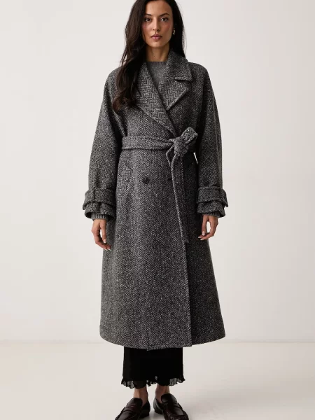 Weekend Max Mara palton pentru femei din lână WKDTEMA gri