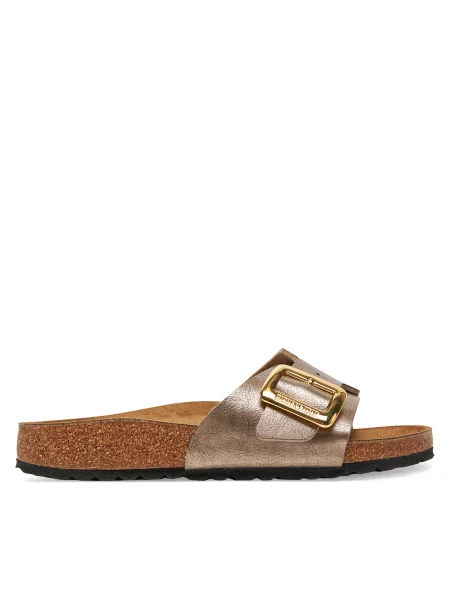 Шлепанцы Birkenstock с пряжкой коричневые