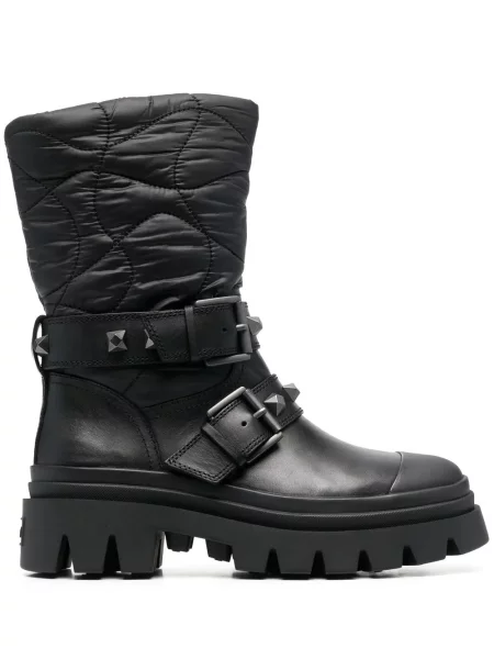 Botine Ash din piele cu cataramă negru