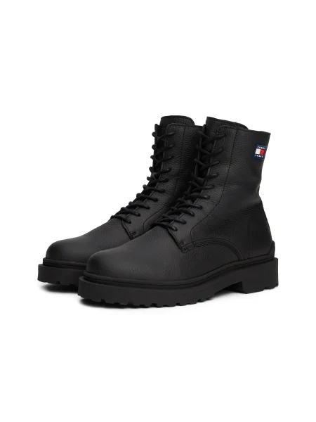 Šnurovacie čipkované čižmy Tommy Jeans čierna