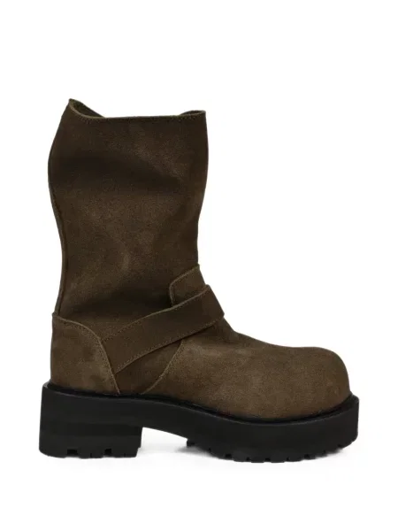 Botine Filth din piele cu cataramă cu bretele maro