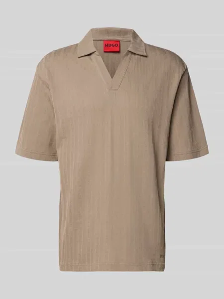Koszulka polo o kroju relaxed fit z fakturowanym wzorem model DALIBO' Hugo brązowa
