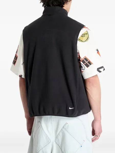 Top sport Nike din fleece plisat fără mâneci alb