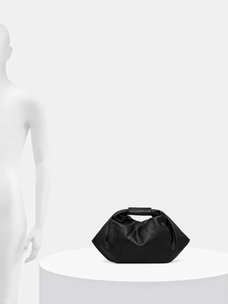 Мини кожаная сумка Mm6 Maison Margiela с драпировкой черная