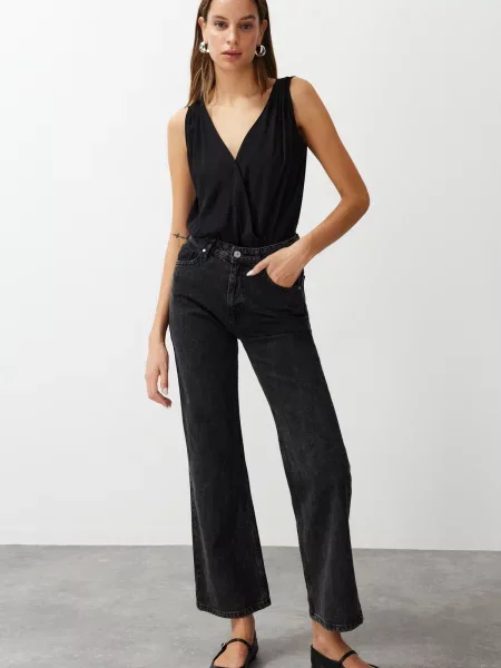 Blugi cu picior larg Trendyol negru