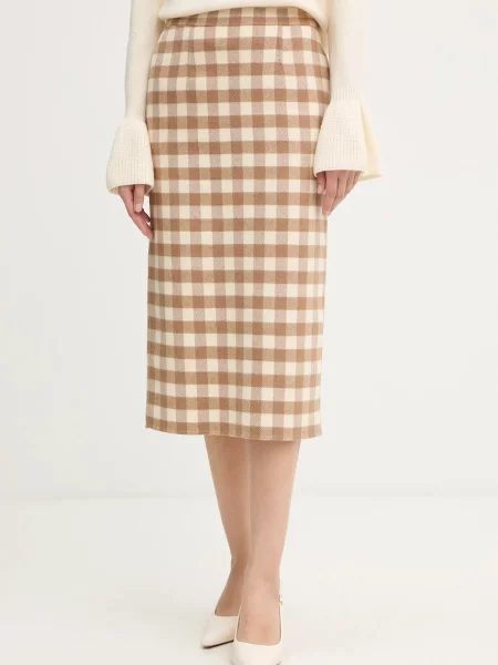 Luisa Spagnoli spódnica z dodatkiem wełny midi ołówkowa beżowy