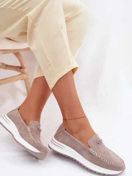 Mocasini Evento din piele alb