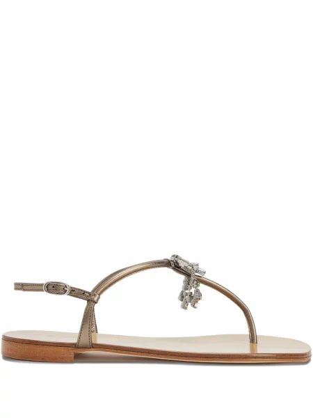 Sandale Giuseppe Zanotti fără toc de cristal auriu