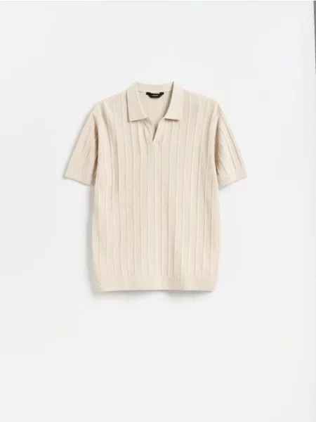 Reserved Strukturalny sweter polo beżowy