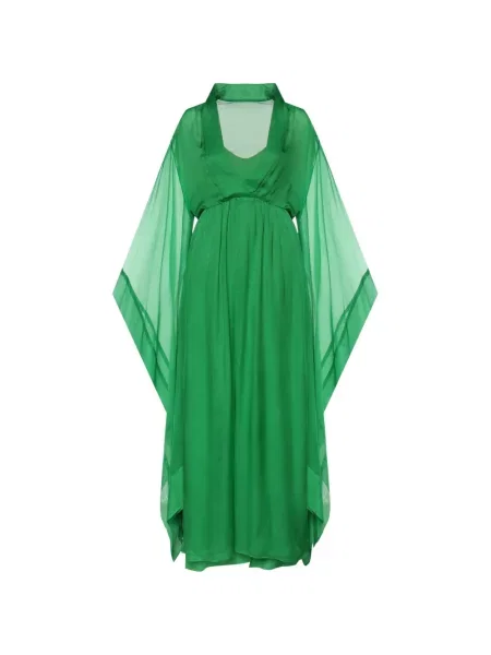Rochie maxi Alberta Ferretti de mătase verde