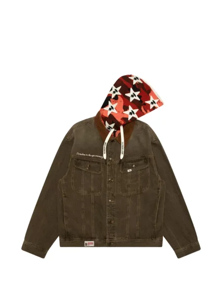 Gulerat geacă de blugi Aape By A Bathing Ape de catifea cord maro